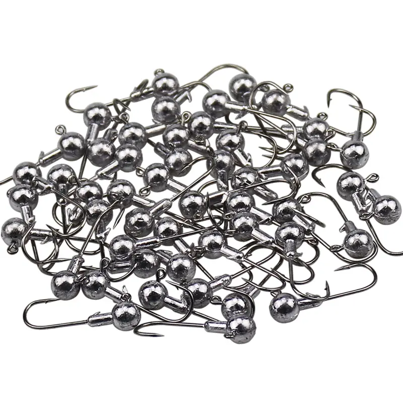 50Pcs Round Lead Jig Head Hooks For Freshwater & Saltwater Fishing 1/32 1/16 1/8 oz Swimbait Jig Heads Crappie Bass Trout Fishing Hook