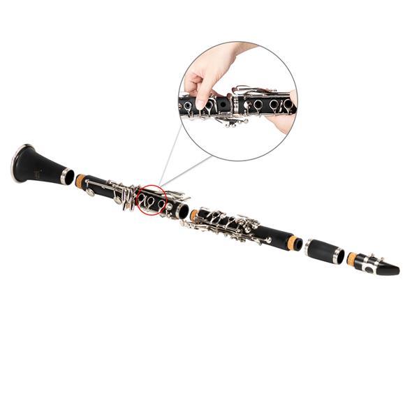 Beginner Bb Clarinet – 17 Keys Black Clarinet with 2 Mouthpieces & Connector, Easy to Learn，clarinet player Chrome Durable Oboe Instrument Bamboo Flute Fathersdaygift