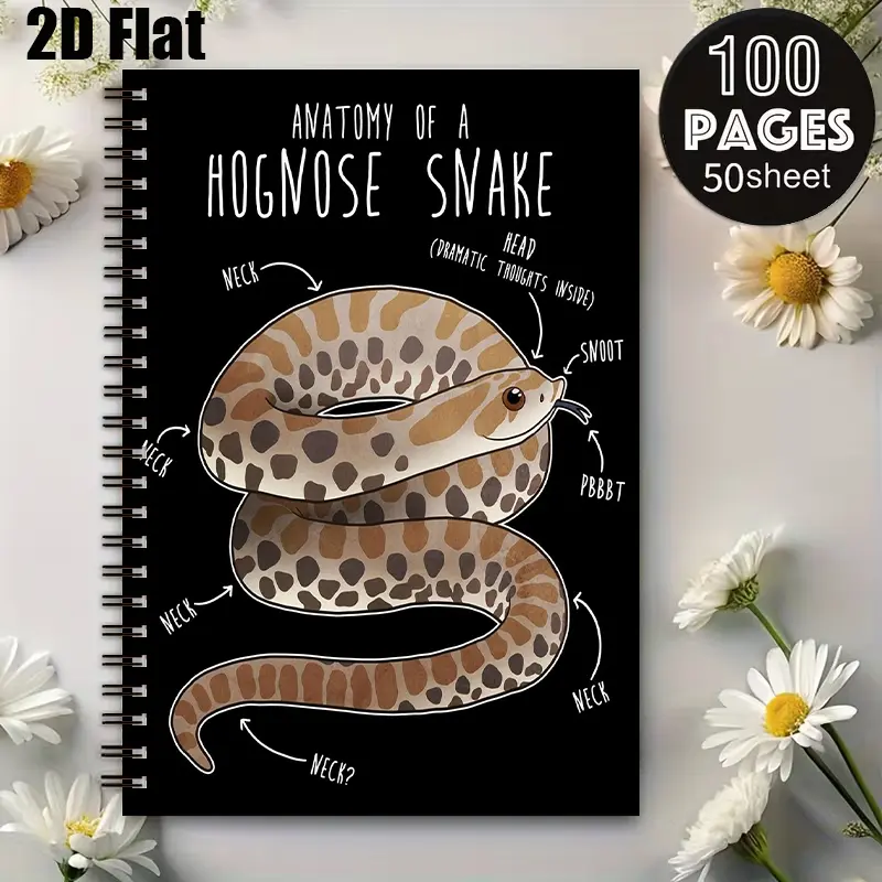 1 Hognose Snake Anatomy Spiral Notebook, 5.7x8.26 Inch, High-Quality Lined Pages, Durable Coil Binding, Reptile Lover Journal for Daily Notes, Nature Study, Birthday Gift for Herpetology Enthusiasts, School Supplies, Christmas Present for Snake Fans