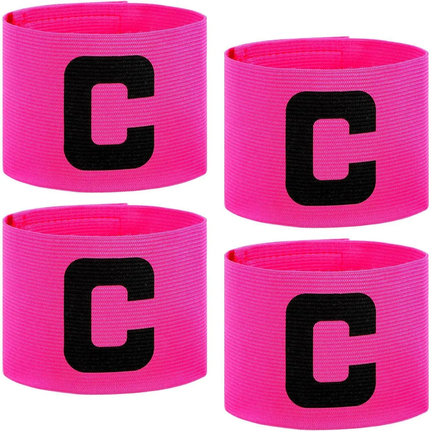 4PCS Pink Nylon Elastic Protective Captain Armbands - Adjustable Football Captain's Armbands for Team Leaders, Outdoor Ball Sports Players (Soccer, Basketball)