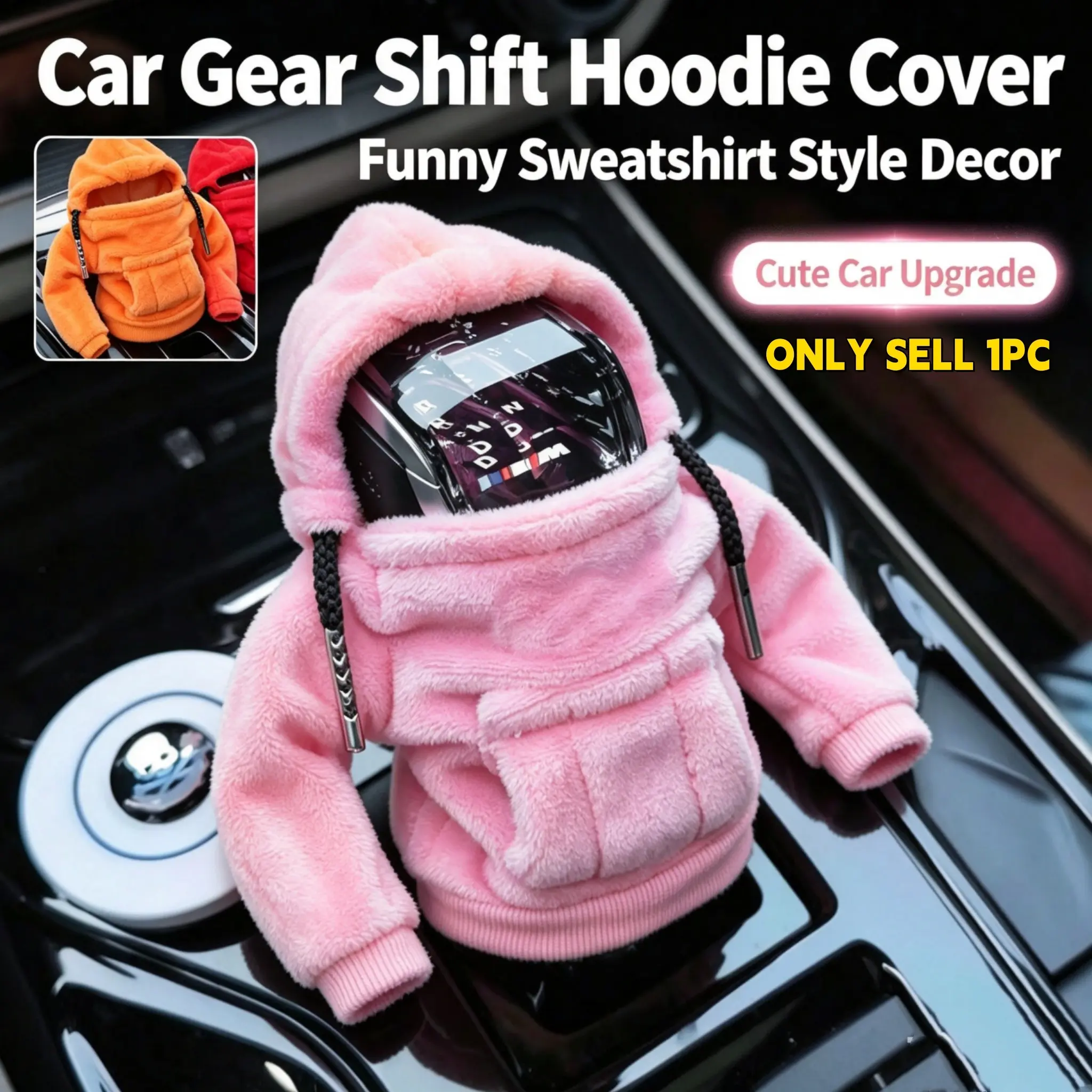 Universal Hoodie Car Gear Shift Lever Cover, Change Lever Sweatshirt, Gearshift Cover Hoodie, Gear Knob Sweater, Car Decorations
