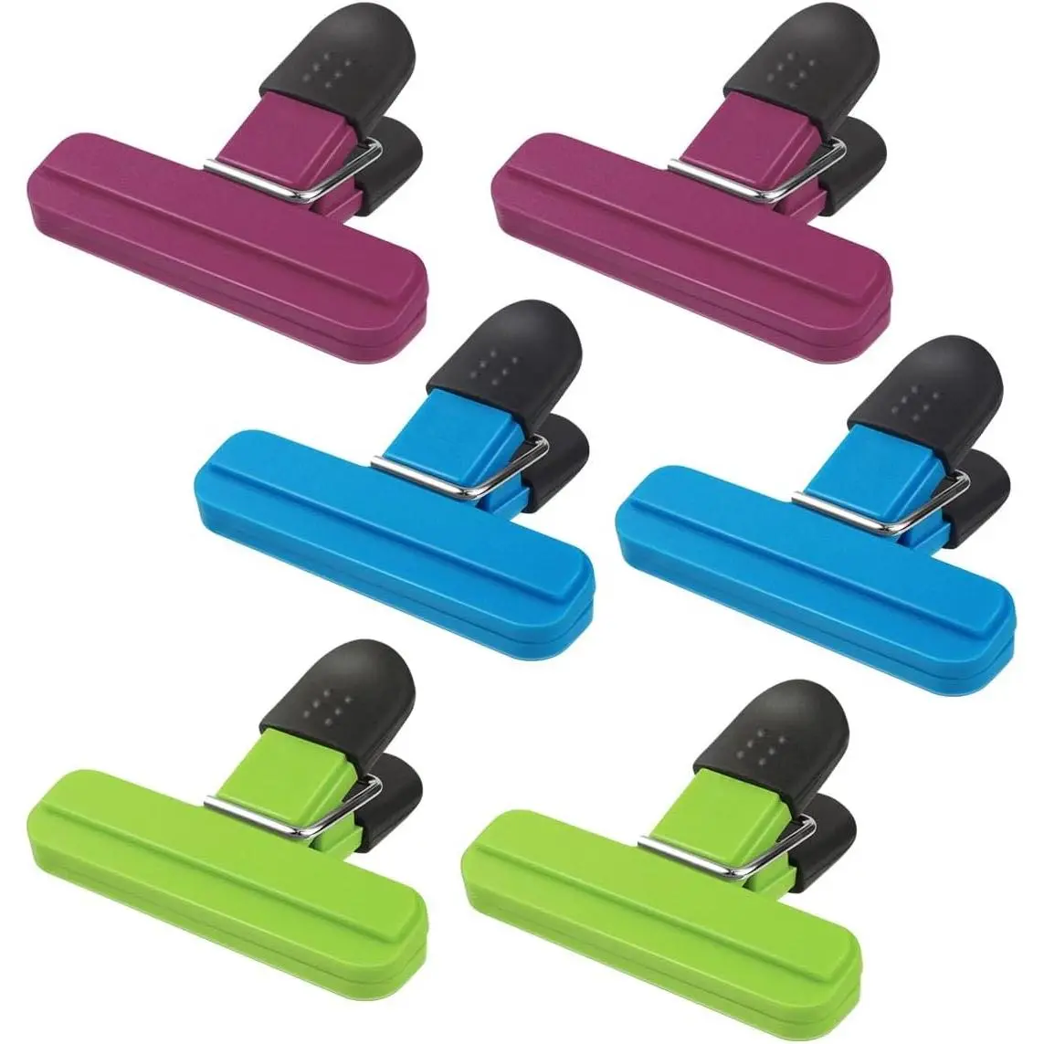6 Pack Chip Bag Chips  Clips with Heavy Duty Tight Seal Grip Plastic Bags Clips for  Storage  Colors  Bag Clips Snack Clips Small Sizes Kitchen Clip for Coffee Snacks (3 Colors)