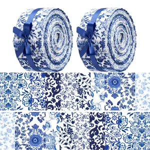 40 Pieces 6.5 x 50cm Blue and White Porcelain Pattern Pre Cut Fabric Strips Precut Fabric For Quilting DIY Handcraft Projects DIY Wallet Making Bow Decoration Pillow Patchwork DIY Doll Clothes Sewing Supplies