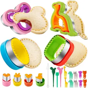 Kids Sandwich Cutter and Sealer, Multi Shape Crust Remover Cutters Heart Star Unicorn Dino Butterfly, CuteDIY Lunch Bento Box Accessories