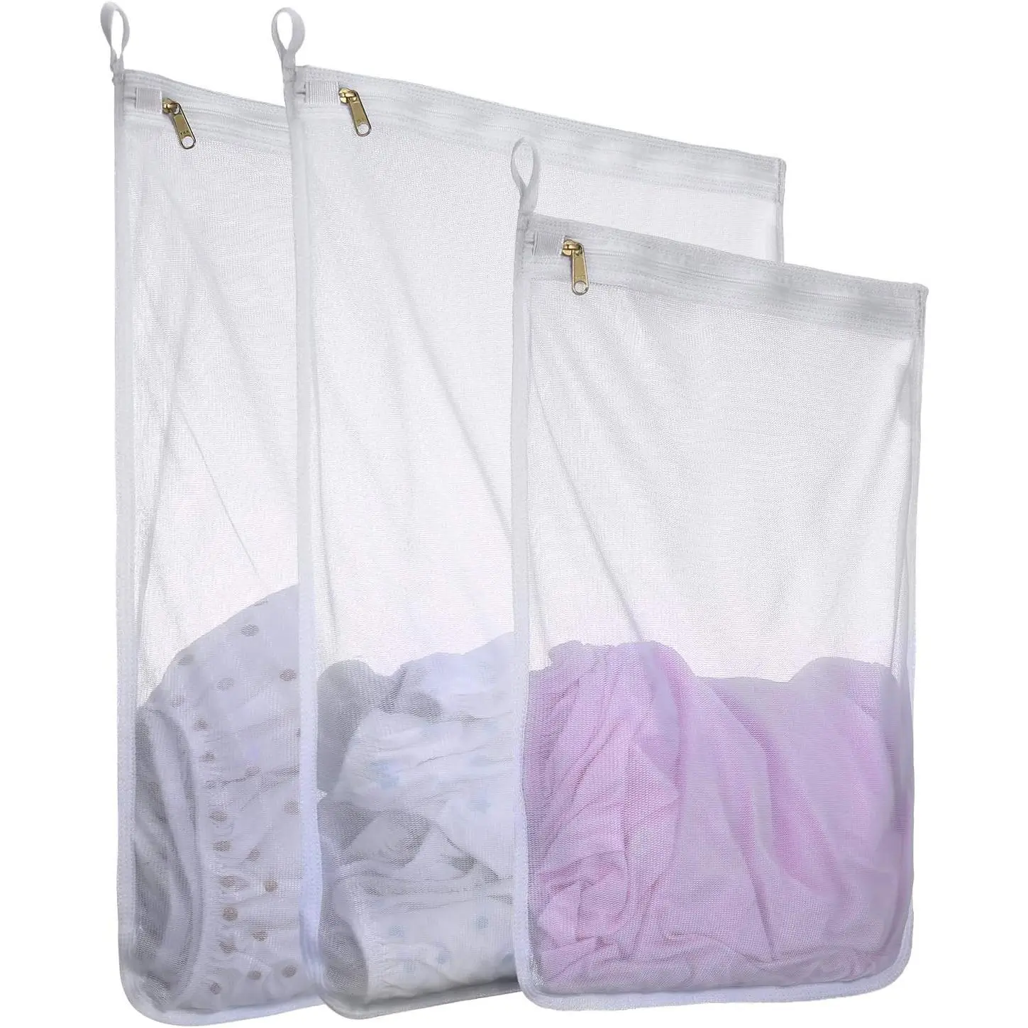 Fine Mesh Laundry Bags for Delicates, 3 Pack (2L+1M)  Wash Bags with Sturdy Zippers, Durable Net Washing Bags for Lingerie, Bra, Sock, Underwear,  Clothes, Travel Organizer