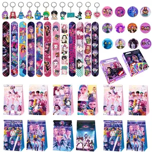 Korean cartoon girl group party game gift set of five pieces, including 12 keychains, 12 bracelets, 12 gift bags, 12 badges, and 120 game cards, letting everyone immerse themselves in the party
