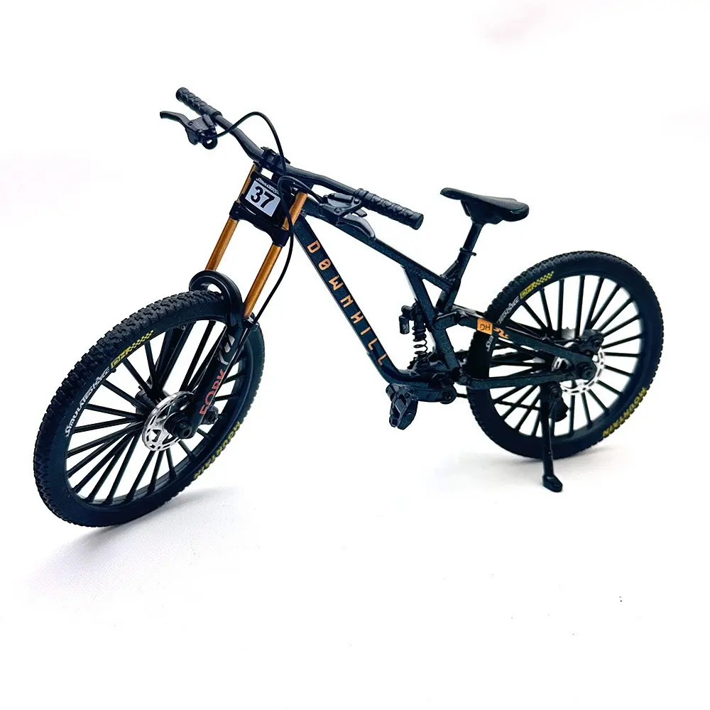 37a Mini Downhill Mountain Bike Model, Realistic Dual Suspension, Elegant Metal Bicycle Ornament, Desk Decor, Gift for Cycling Enthusiasts
