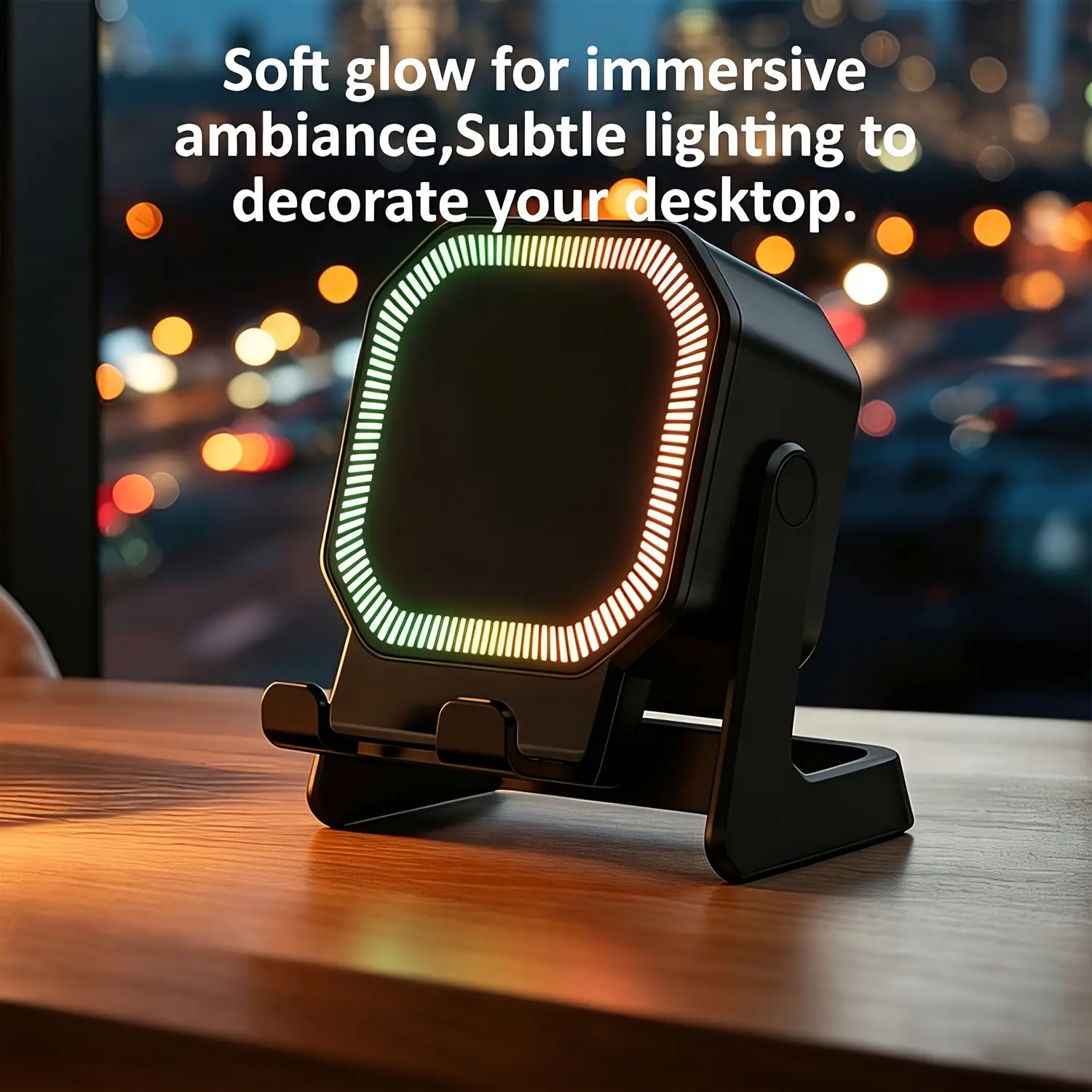 Wireless Induction Audio Speaker Stand - Wireless Induction Speaker, 5 In1 Cellphone Holder, 360 °   Adjustable Mobile Tablet Stand with Colorful Ambient Light Gifts for Men Women, BT Speaker Amplifier Compatible with iPhone/iPad/Android