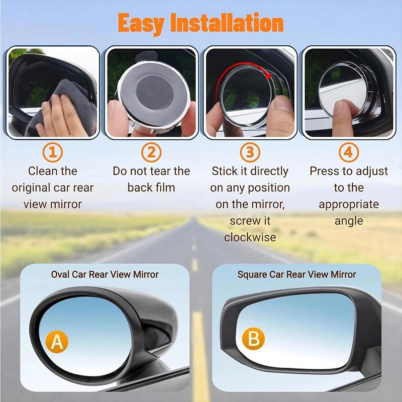 Universal Blind Spot Car Mirrors, 2 Pack Round HD Glass Convex Rear View Wide Angle Side Mirror Blindspot for Universal Vehicles