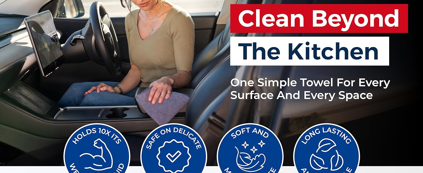 Microfiber Cleaning Cloths (12.5"x12.5") - Premium 1200 Washes Reusable Towels - Ultra Absorbent Lint Free for Car Wash, Detailing, Glass, Mirror & Kitchen - Streak Free Shine