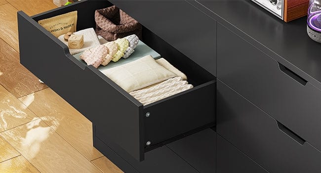 Sikaic 8 Drawers Dresser with Large Capacity Black Storage Cabinet Chest Storage Design Furniture