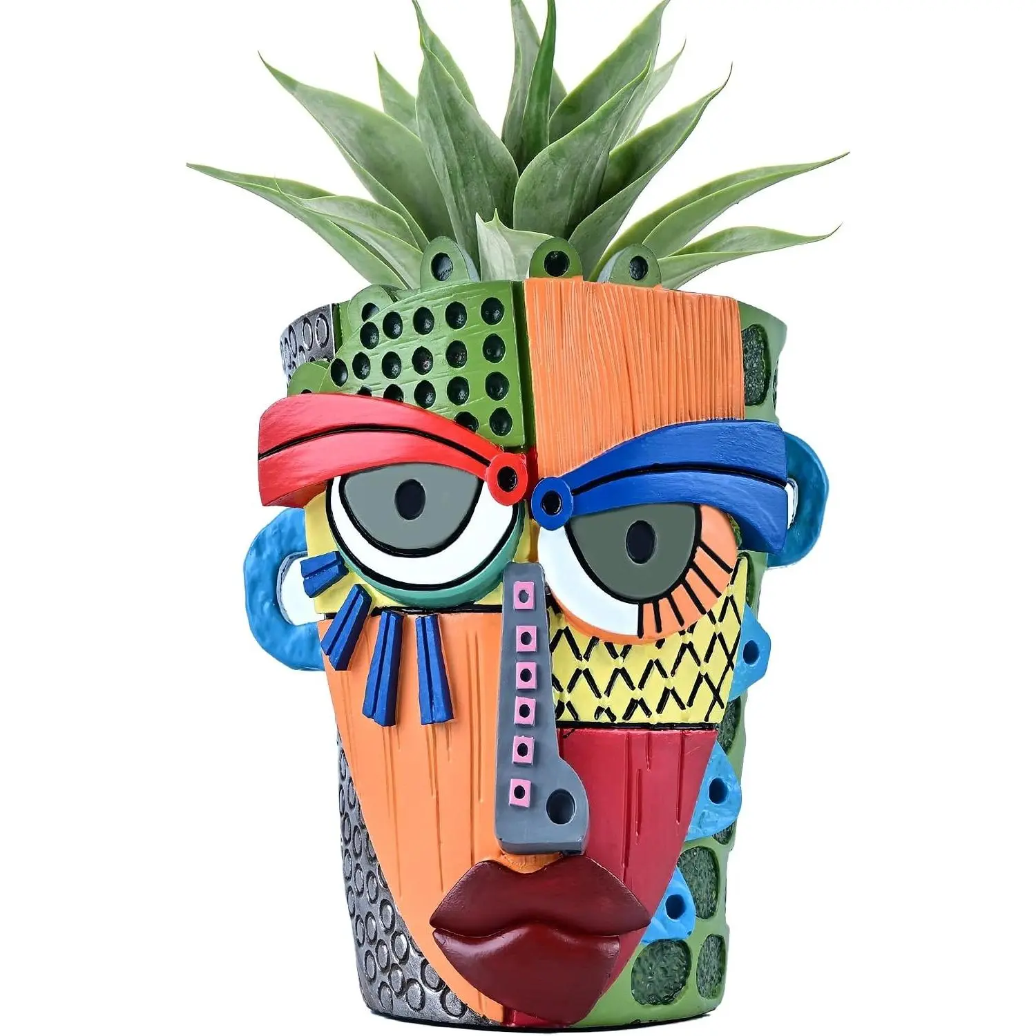 Abstract Face Planter Pots for Plants,Hand-Painted Colorful Flower Pots with Drainage, Indoor Outdoor Garden Decor Gift(Modern,Small)Gift