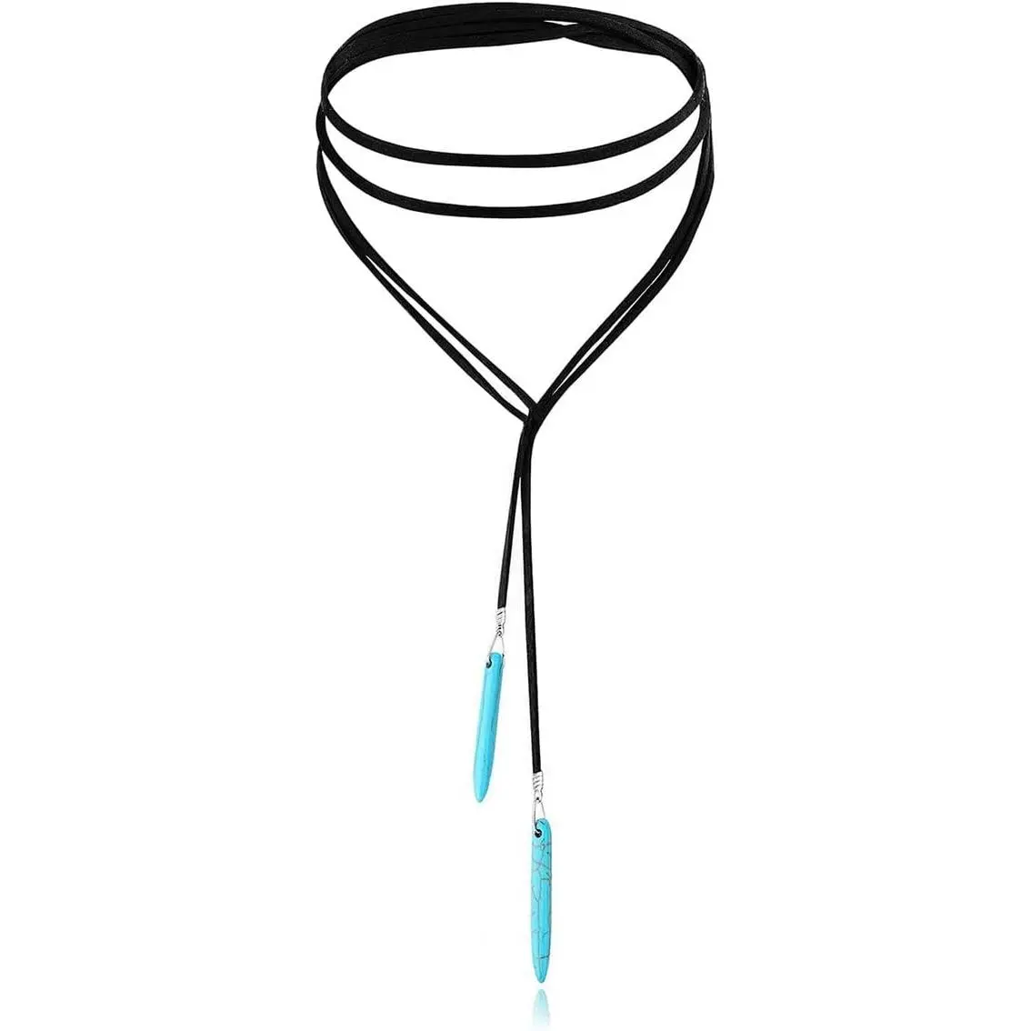 Boho Turquoise Lariat Necklace for Women Adjustable Leather Wrap Choker  Cowgirl Layered Y Necklace Casual Party   Concert Holiday   Summer Beach Everyday Accessories