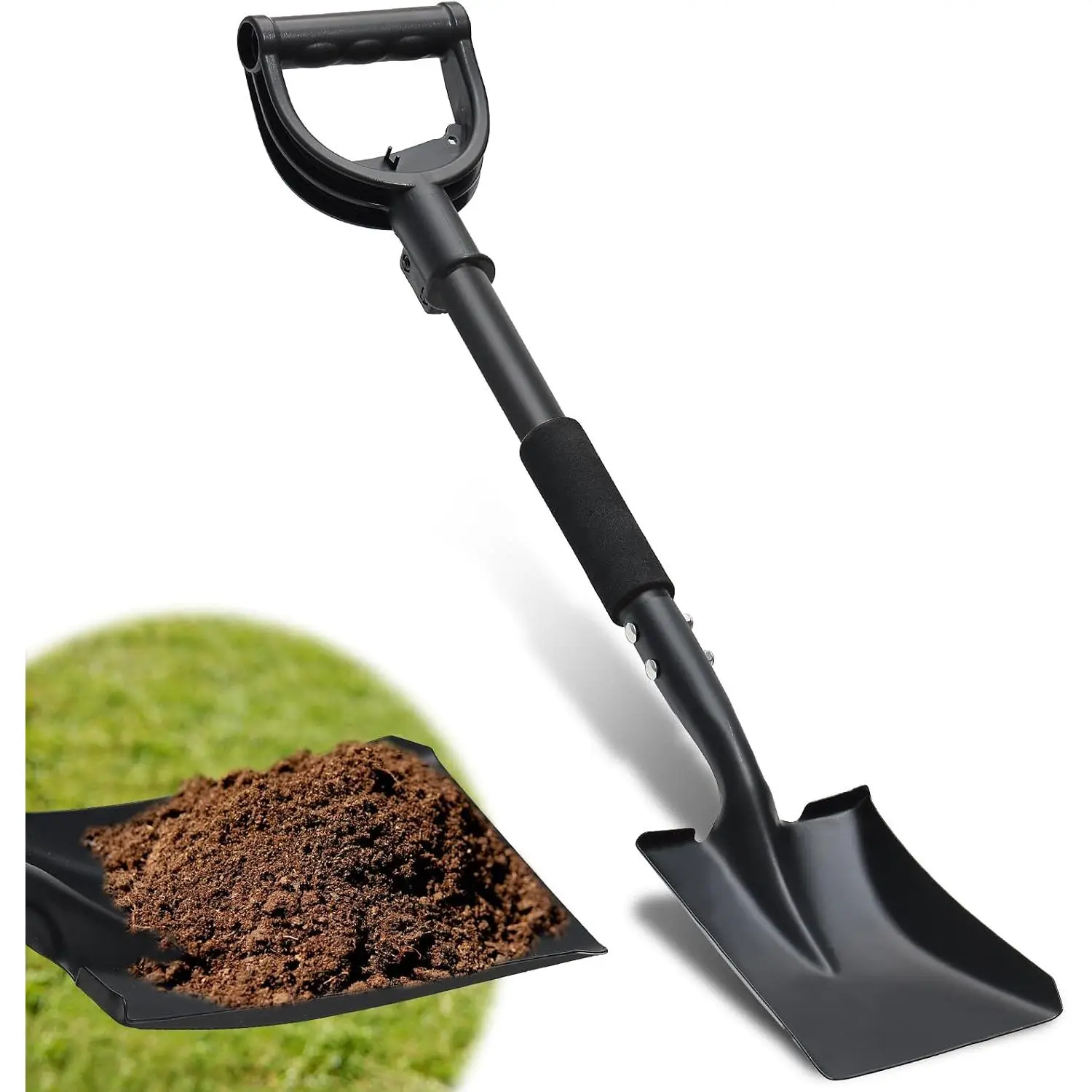 Shovel, Garden Shovels for Transferring, 31" Flat Square Spade, Small Short Shovels for Sand Beach, Digging, Gardening, Trenching, Landscaping, Metal Scoop Shovel with D-Handle Grip
