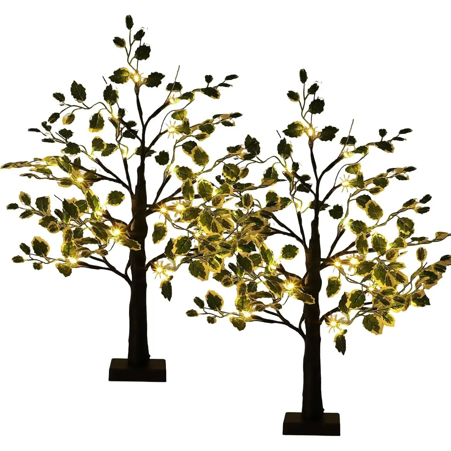 24-LED Eucalyptus Tabletop Bonsai – Warm White Lights, Battery or USB, Bendable Branches & Timer, Artificial Indoor Tree for Home, Wedding & Holiday Decor