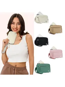 Women's Sporty Nylon Coin Purse Clear Card Holder Compact Wristlet Wallet