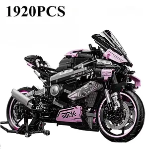 1920PCS 1:5 Scale Pink Black M1000 RR Motorcycle Building Set Realistic Sport Bike Model Technical Brick Toy for Adults