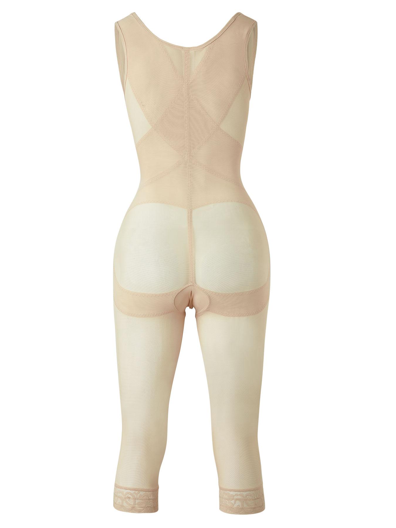 Women's Solid Contrast Mesh Sheer Open Bust Compression Body Shaper Shapewear Jumpsuit, Casual High Stretch Tummy Control Butt Lift Shaper, Ladies Shapewear for All Seasons halloween