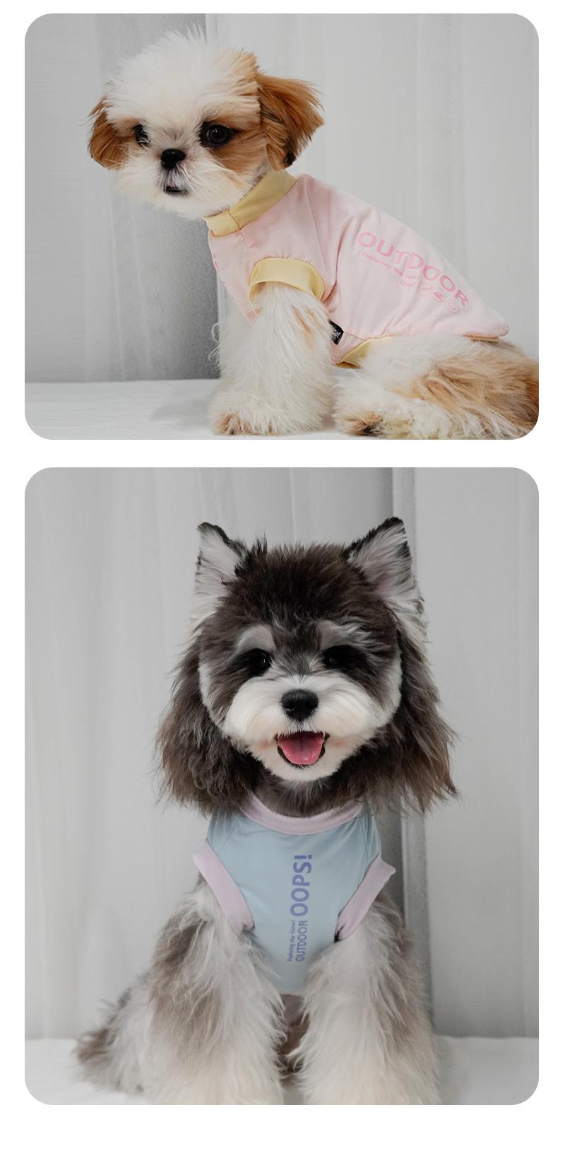 Cooling Summer Dog Shirt for Small Breeds – 2-Leg Design, Breathable Colorblock Tee for Bichon, Schnauzer, Puppies, Wholesale