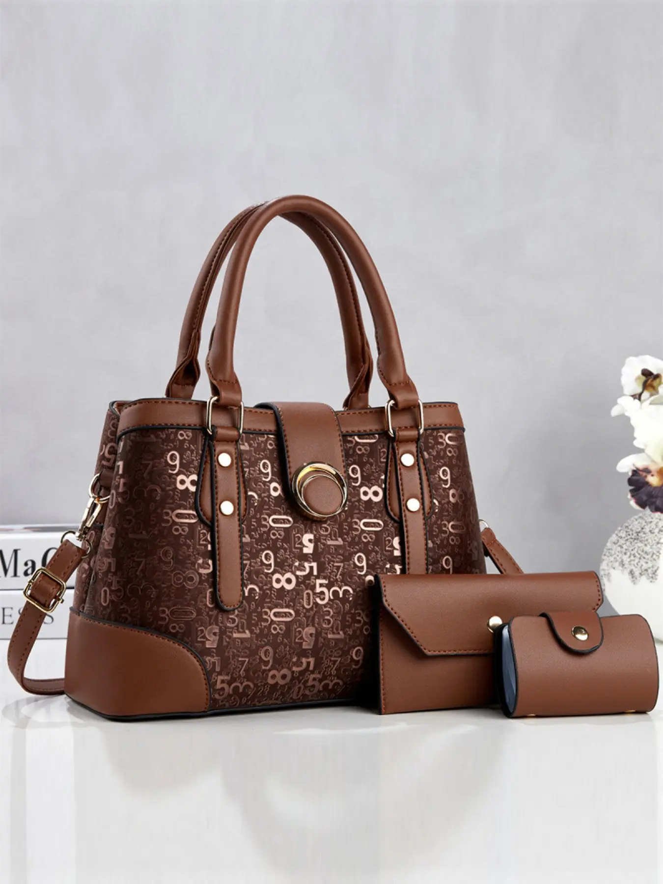 3-Piece Letter Fashion Retro Crossbody Handbag Set, Multi-Functional Large Capacity Bag, Stylish Design, Perfect for Travel and Shopping