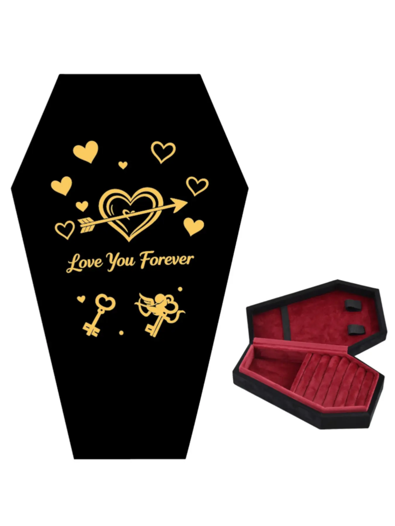 Gothic Style Gold Foil Velvet Ring Earring Box, Halloween European Thick Jewelry Storage Box, Portable Multi-Function Necklace Case