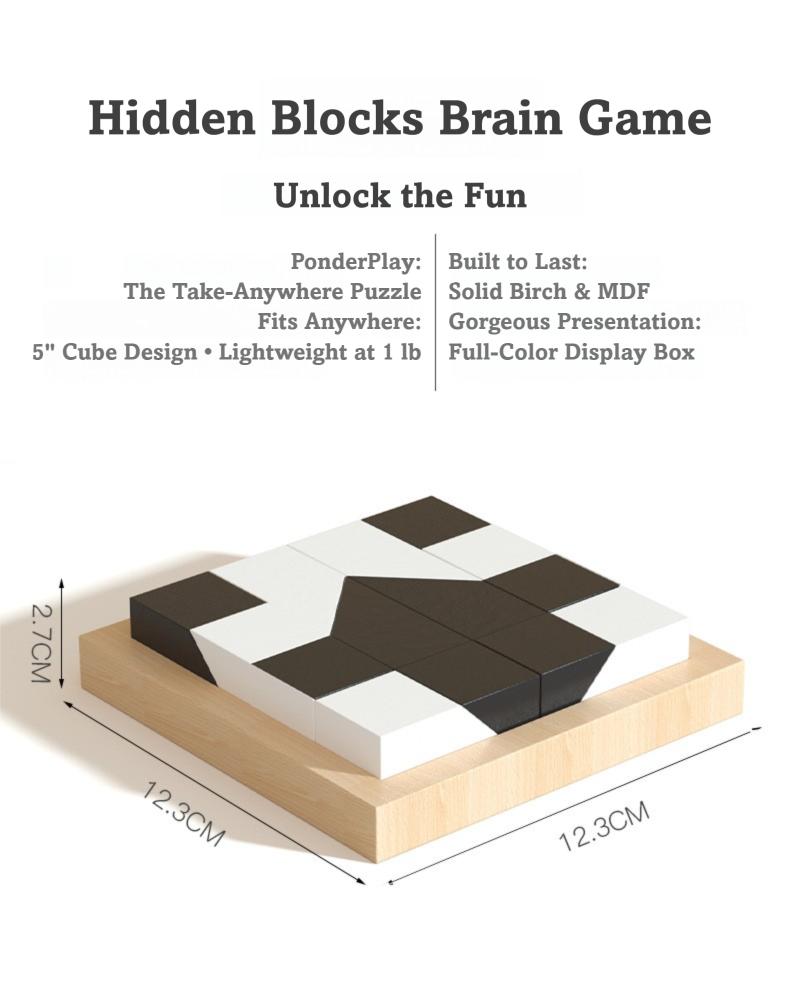 Hidden Blocks Brain Builder - The STEM Puzzle Gift That Builds 3D Thinking Logic & Problem Solving |   Made with Safe Water Based Beech Wood |   Endless Creative Play for All Ages as the Perfect Educational Gift