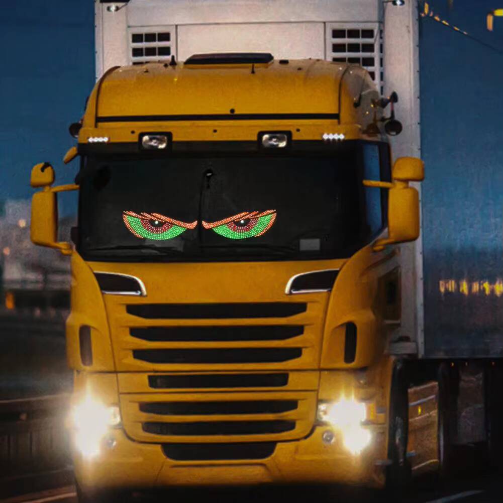 New Car Dynamic Devil's Eye Light Car Sticker Led Display Truck Car Front and Rear Windshield Glass Light Eye Warning Light Truck Decal Car Decoration