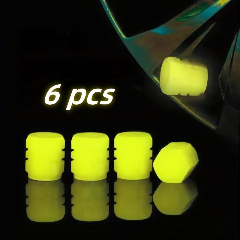 6-Pack Glow-In-The-Dark Valve Caps  Bright Nighttime Tire Decoration for Cars, Motorcycles, And Bicycles, Safe And Eye-Catching Additions