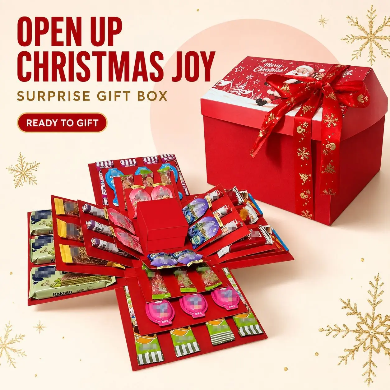 Santa Claus Explosion Gift Box, Multi-Layer Unfolding Handmade Gift Box, Perfect Christmas Present, Festive Packaging Idea, Themed Gift Box