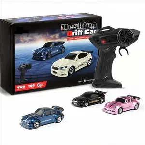 1/64 Mini RC Drift Car, 1 Box 4WD High-speed Remote Control Racing Sports Car with LED Lights, Desktop Entertainment, Birthday Gift for Boys Kids, Remote Controlled Car
