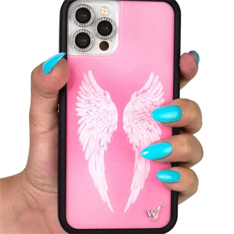 Wildflower INS Angel Baby Wings Cartoon Phone Case for iPhone 17 16 15 14 13 12 Pro Max Plus WF Lucky Girl Shockproof Back Cover