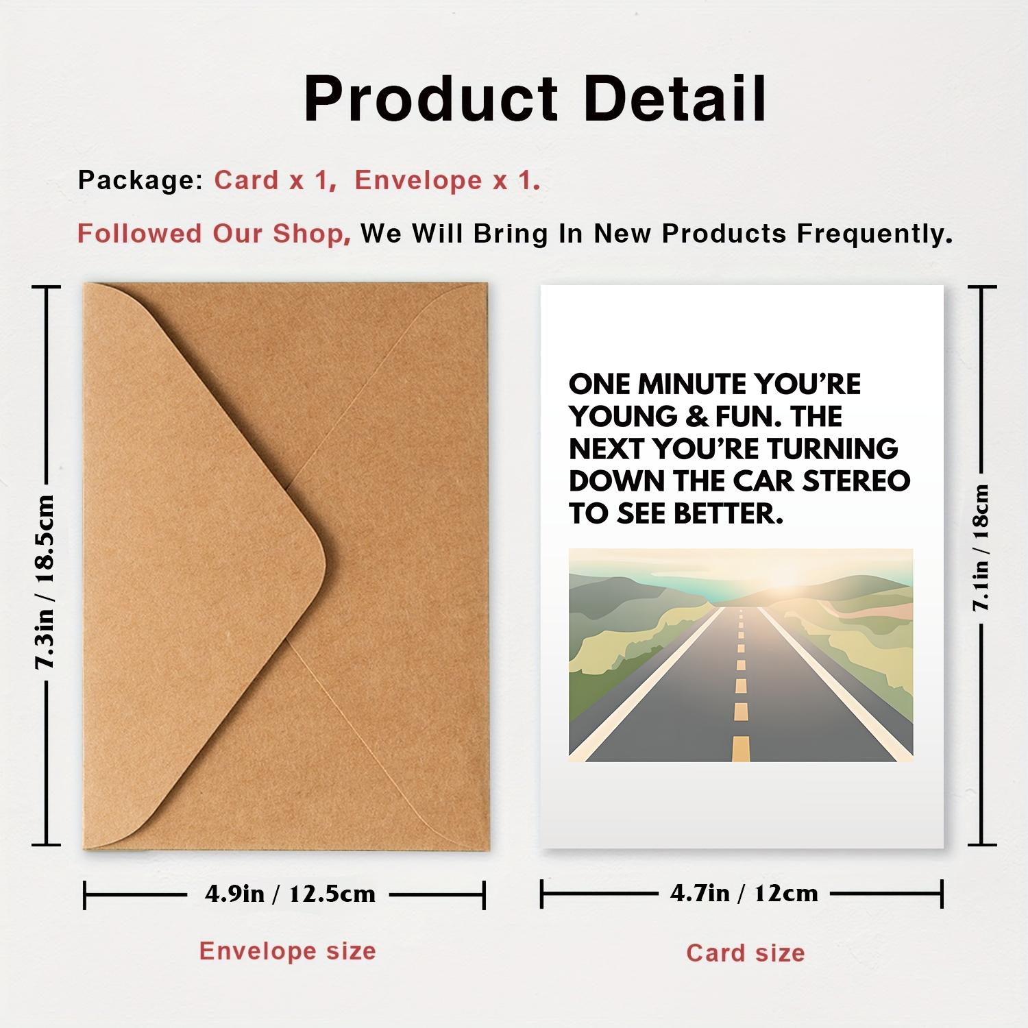 Funny Birthday Card with Envelope, Positive Message Card, 1/3/5 Counts Road Pattern Greeting Card, Birthday Gift for Friend & Family