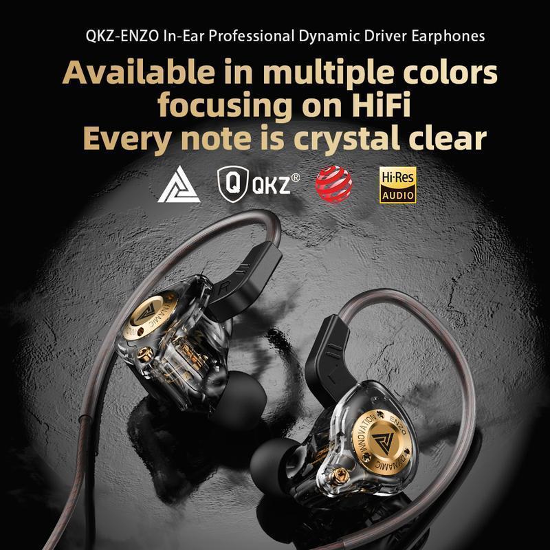 2026 QKZ ENZ0 Wired Gaming Earphones with ANC Noise Canceling, 8D Deep Bass, 20ms Low Latency, IPX5 Sweatproof & HD Mic for PC & Mobile, Ideal for Gym & Travel | Wired Earbuds, Mini Invisible Earbuds