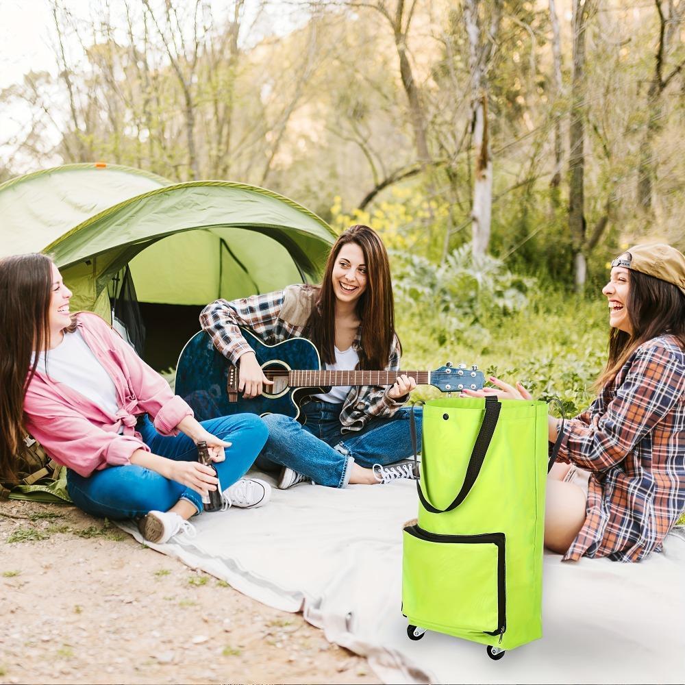 Foldable Rolling Shopping Bag with Wheels, Large Capacity Reusable Trolley Tote, Lightweight Space-Saving for Groceries, Laundry & Travel