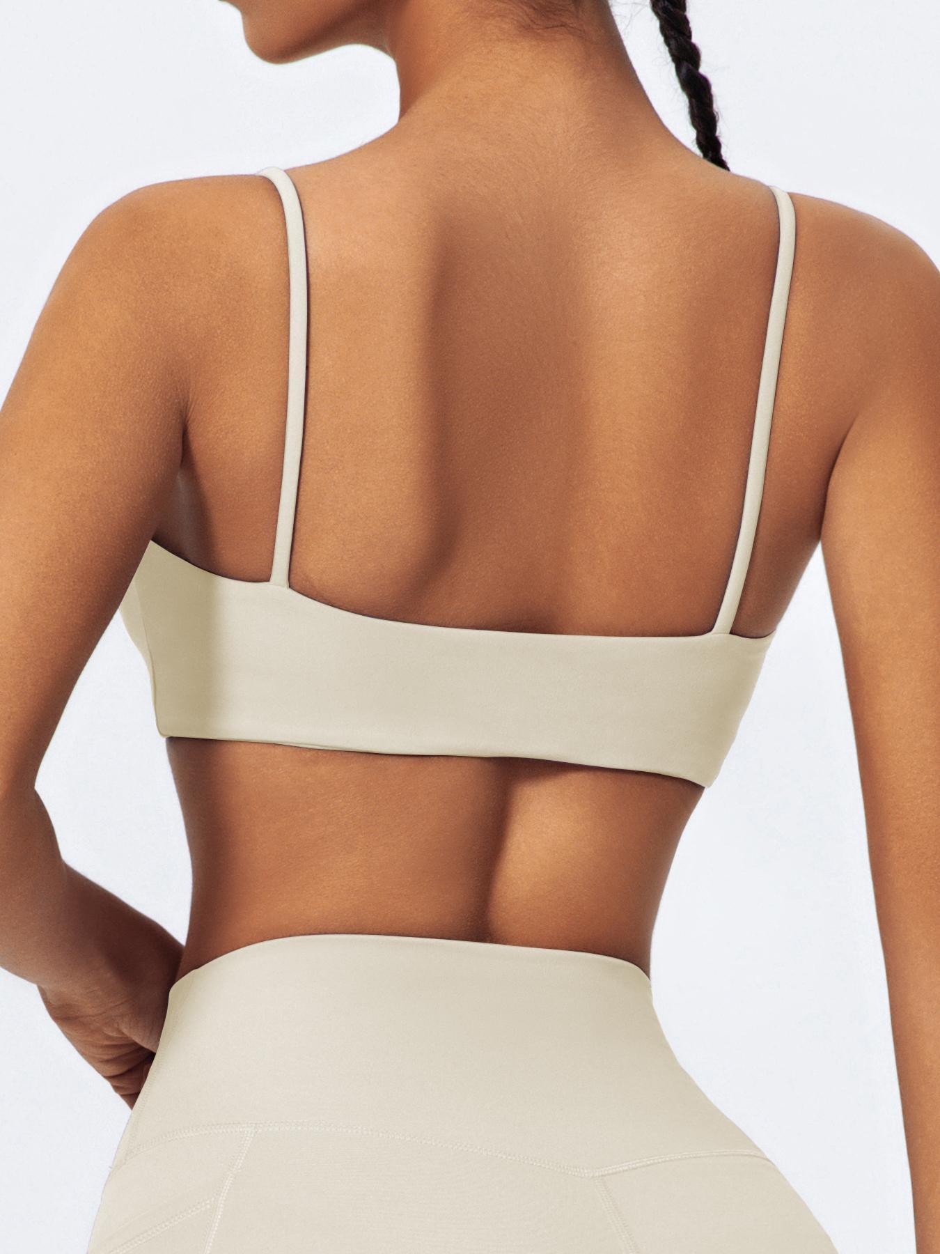 Women's Solid Neck Crop Sports Bra, Quick Drying Breathable Comfortable Sports Bra, Ladies Sportswear for Indoor Outdoor Wear, Sports Bra for Women, Workout Bra, Gym Clothes, Exercise Gymswear