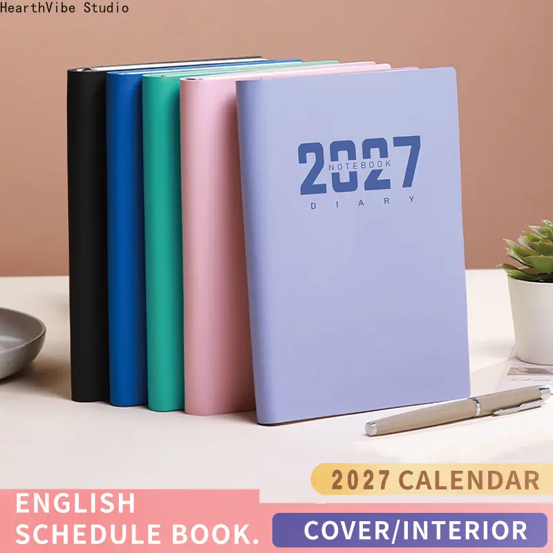 2027 A5 Hardcover Weekly Planner - English Schedule Book, Diary Notebook for School/Office Time Management (Sports & Outdoor Camping & Hiking Hammock Companion Accessory)