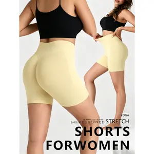 Women High Waisted Butt Lifting Compression Sports Shorts 3 Pack Peach Hip Lift Shaping Leggings Elastic Waist Yoga Running Workout Tummy Control Biker Shorts Seamless Gym Activewear waist yoga short stretch quality clothes