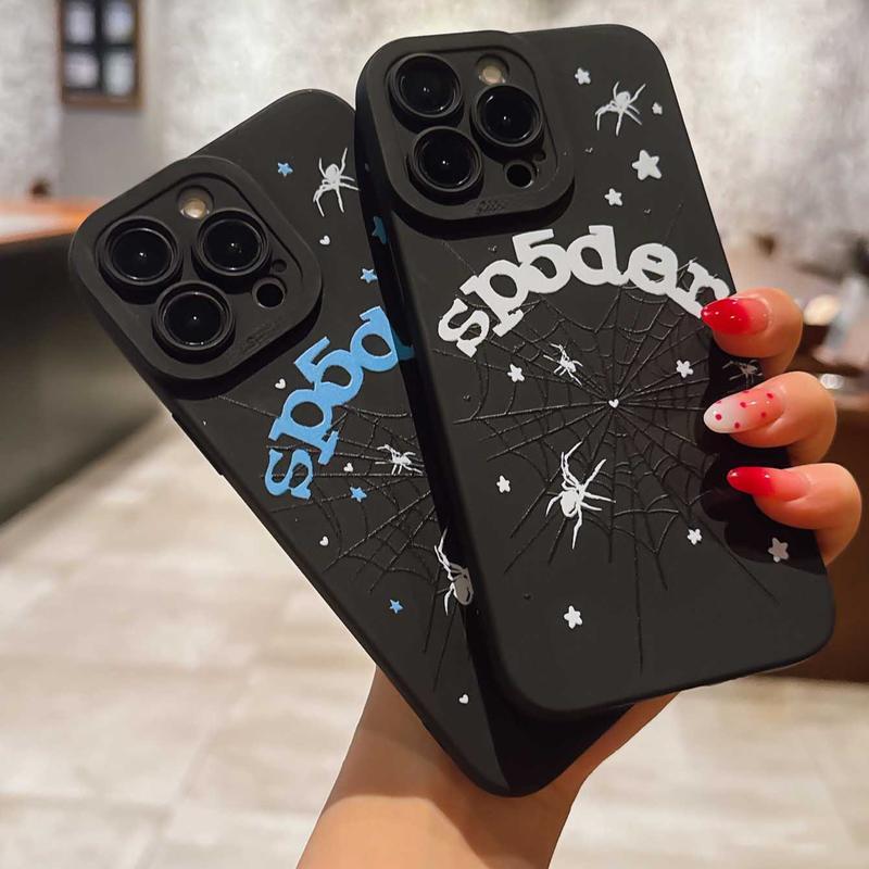 Dark Spider Web Design Tpu Anti-Drop Phone Case Set, Soft Full Coverage Compatible with iPhone 11, 12, 13, 14, 15, 16, 17 Series, Samsung Galaxy S21, S22, S23, S24, S25, S26,Trendy and Protective Case for Every Style
