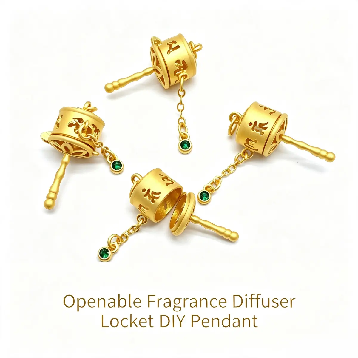 Vintage Gold Openable Hollow Diffuser Charm, Oriental Carved Scent Locket Pendant, DIY Jewelry Making Accessory, Portable Aroma Holder for Incense Pellets & Essential Oil, Wearable Fragrance Ornament