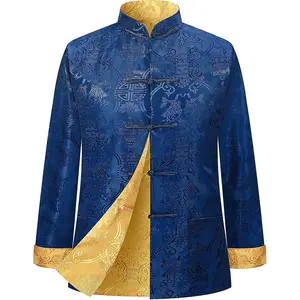 Tang Suit Men Hanfu Chinese New Year Shirt Traditional Clothes Both Sides Long Sleeve Top
