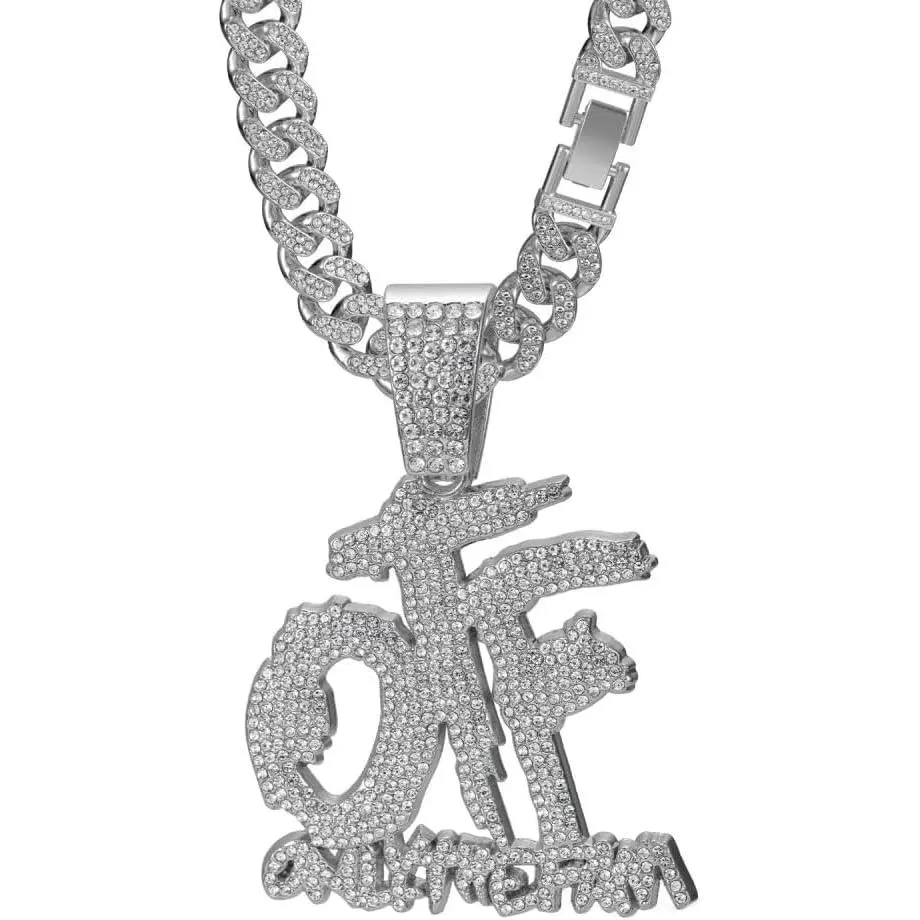 hop necklace alloy  OTF chain letter pendant necklace  hop men's and women's Cuban necklace