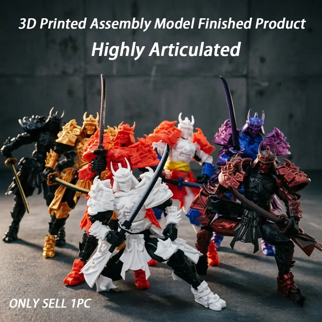 Samurai Model Jointed Articulated Action Figure, Handmade Assembly, Includes Two Traditional Toy Swords, Perfect for Collectors, Japanese Samurai Design, Articulating Figures, Poseable Collectible
