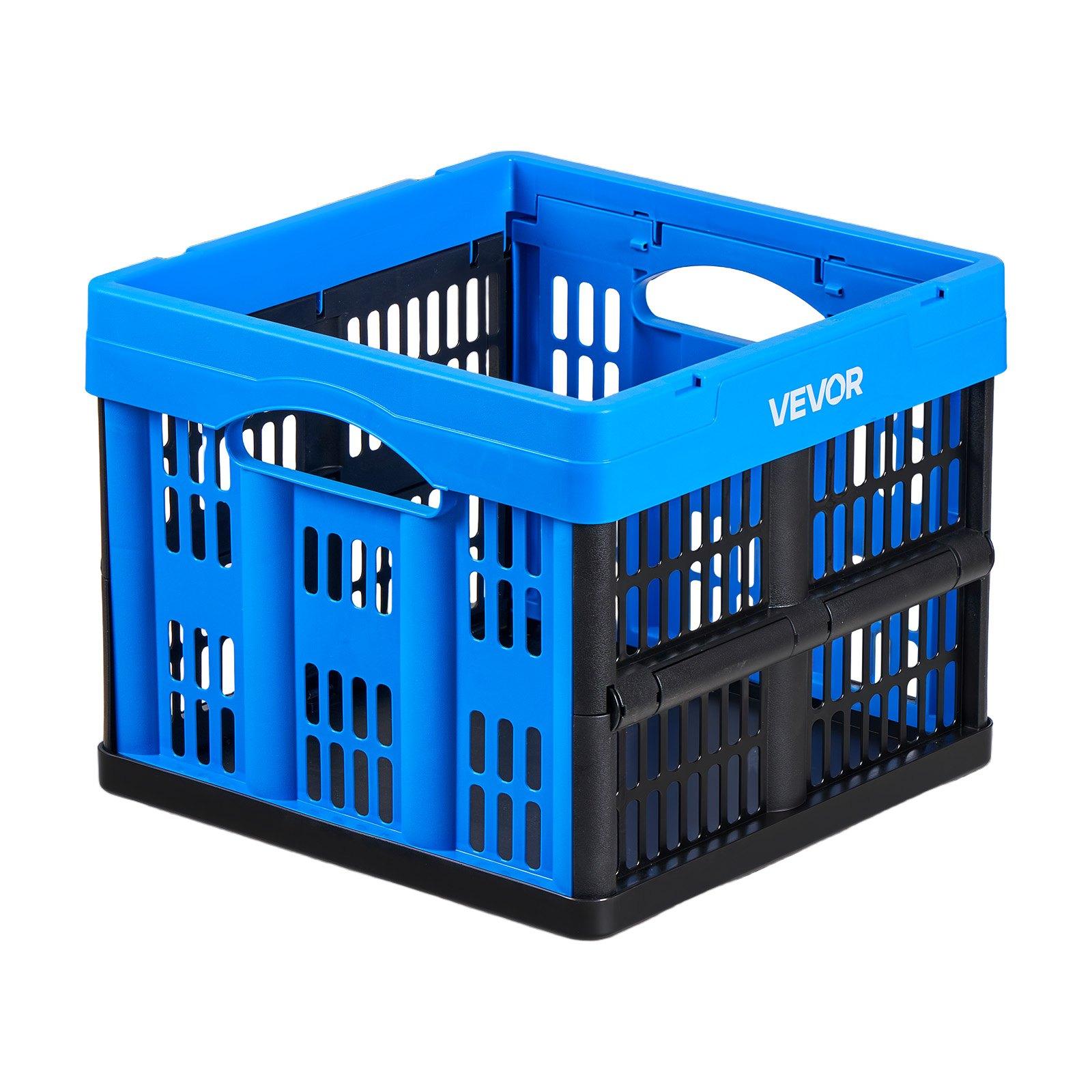 VEVOR Plastic Collapsible Storage Bins, 25L 3 Packs, Stackable Folding Storage Crates with Handles, Holds 22 lbs Per Bin, Foldable Heavy Duty Containers, Space-Saving Baskets, for Home Organizing