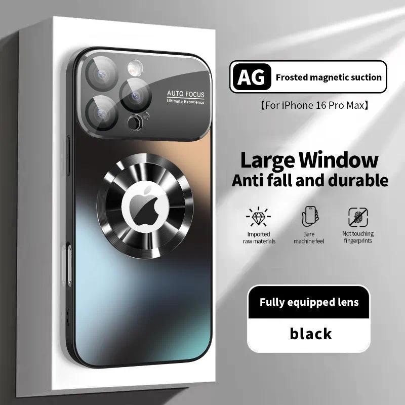 Fin Titanium Metallic Luxury Matte Case For iPhone 17 16 15 14 13 12 11 Pro Max Plus For Magsafe Glass Lens Camera Protection Cover