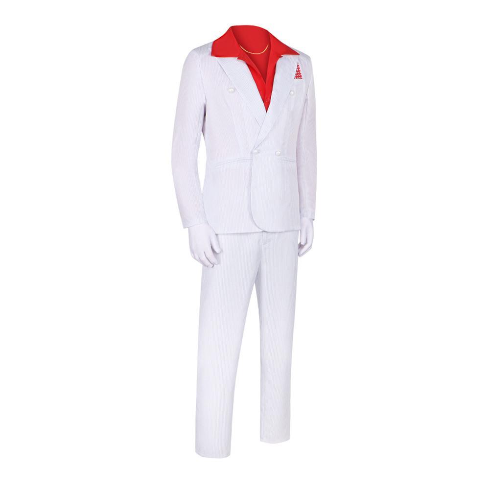 1983 Movie Scarface Al Pacino Cosplay Men White Suit Red Shirt Costume Accessories Outfits Halloween Roleplay Men Carnival Party