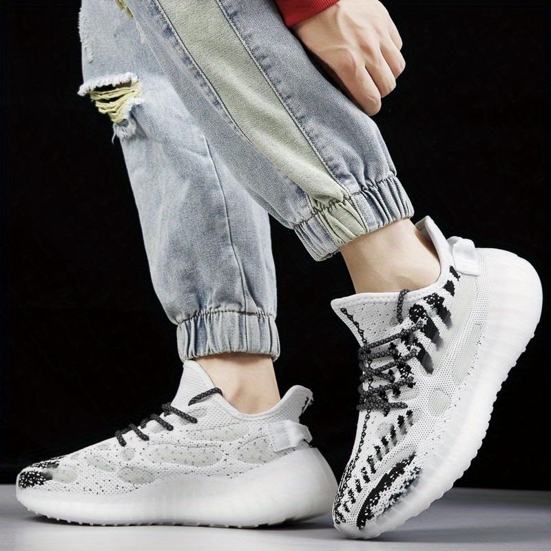 LISM Men's Coconut Running Shoes with Nightlight Accents, Lightweight Low-Top Design for Running and Casual Wear, Breathable Fabric Upper, Rubber Sole, Striped Pattern, Spring/Summer/Fall Season, Athletic Style