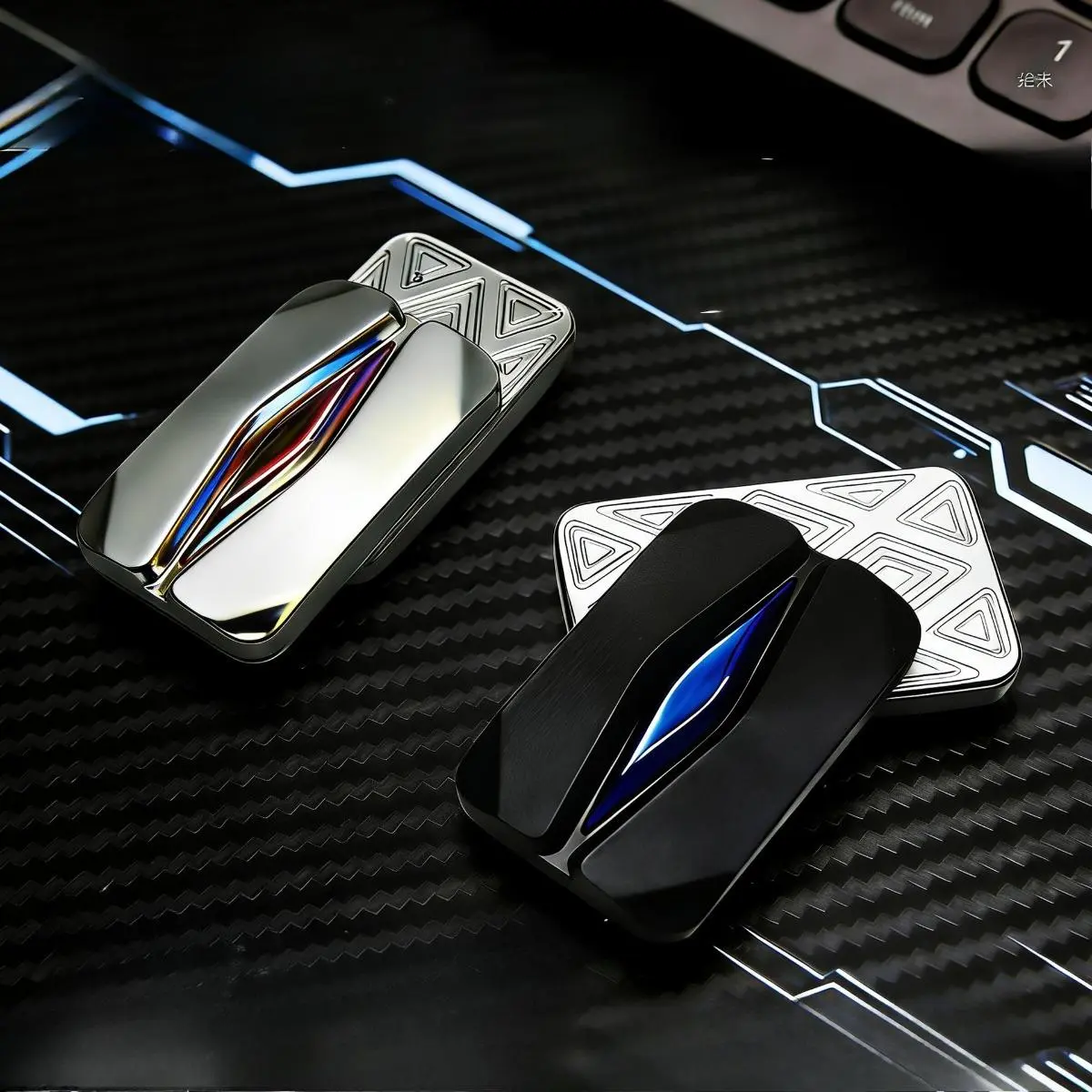 Magnetic Fidget Toy, Compact Metal Sliding Clicker with Rainbow Inlay for Adults, EDC Tools and Gadgets, Adulting Gifts