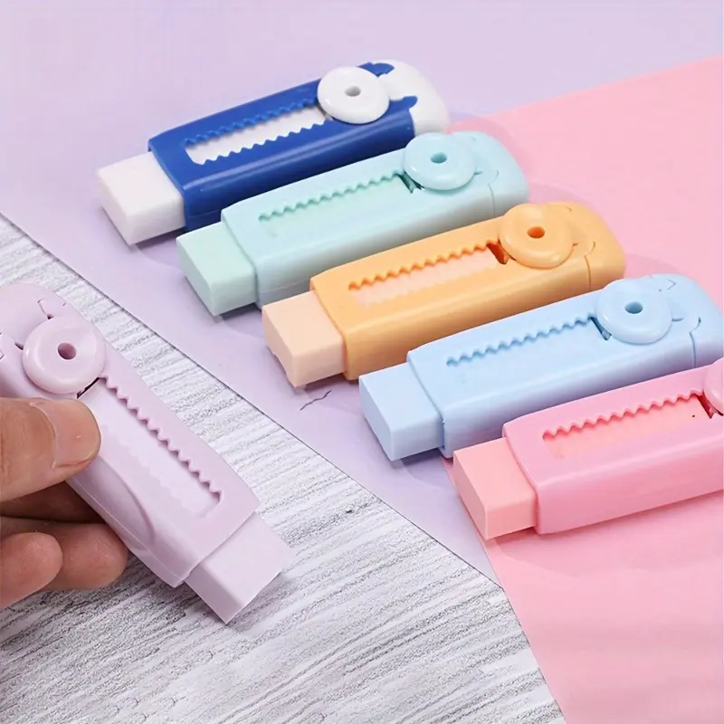 10pcs of Random Candy Colored Erasers with Push-Pull Design And Replaceable Cores - Suitable for Offices, Studios, Homes, Schools - Perfect New Year'S Or Back to School Gift