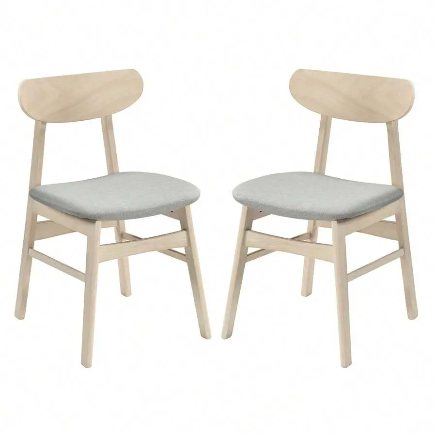 2/4 PCS Upholstered Armless Dining Chairs with Curved Back, Rubberwood Legs for Commercial/Office Use