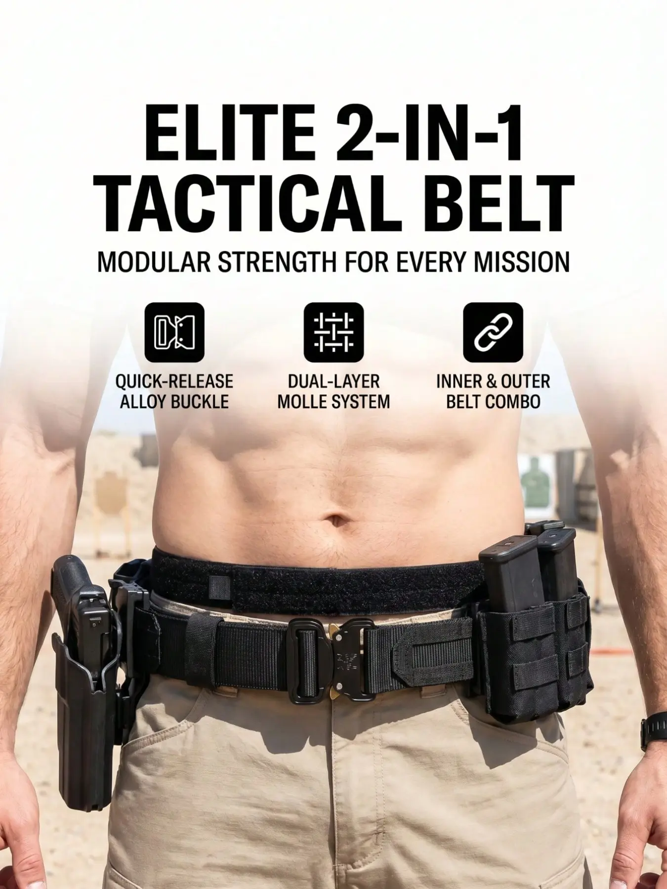 1pc Outdoor Tactical Belt, Durable Nylon, Quick Release, Adjustable Buckle, Ideal for Survival, Hunting, Tactical Use, All Seasons